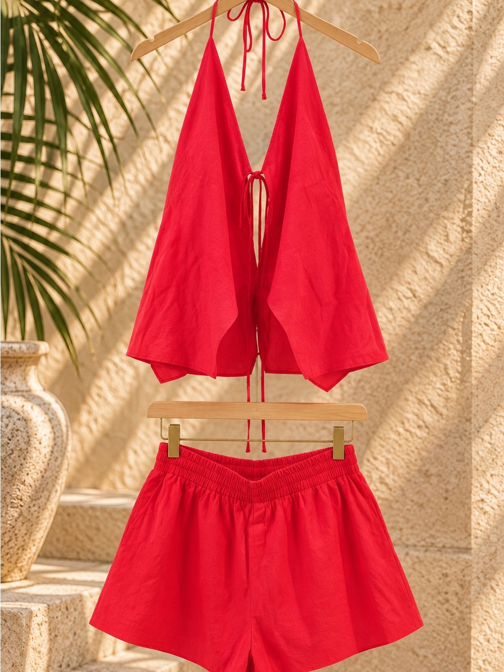 Commense Red Halter Swim Coverup Set